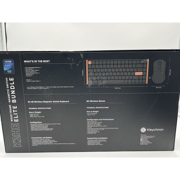 Keychron K2 HE Keyboard and M3 Lite Mouse Wood Frame Wireless Elite Bundle - Picture 12 of 12